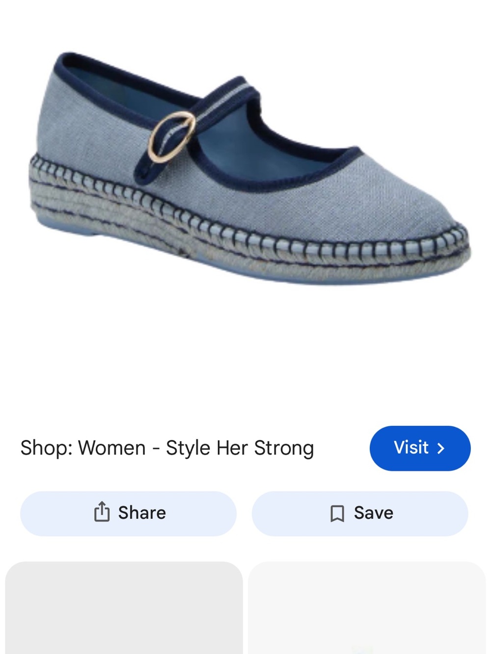 Anthropologie Light Blue Mary Jane Espadrille with Navy Trim